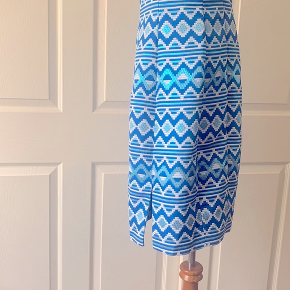 Badgley Mischka Strapless Metallic Blue Dress 2 - Picture 9 of 14